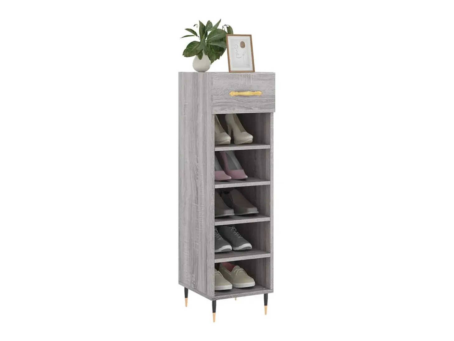 Zapatero madera de ingeniería gris Sonoma 30x35x105 cm ES696387