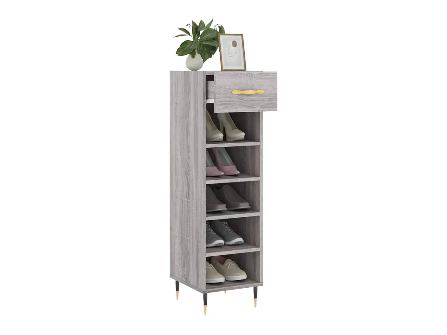 Zapatero madera de ingeniería gris Sonoma 30x35x105 cm ES696387