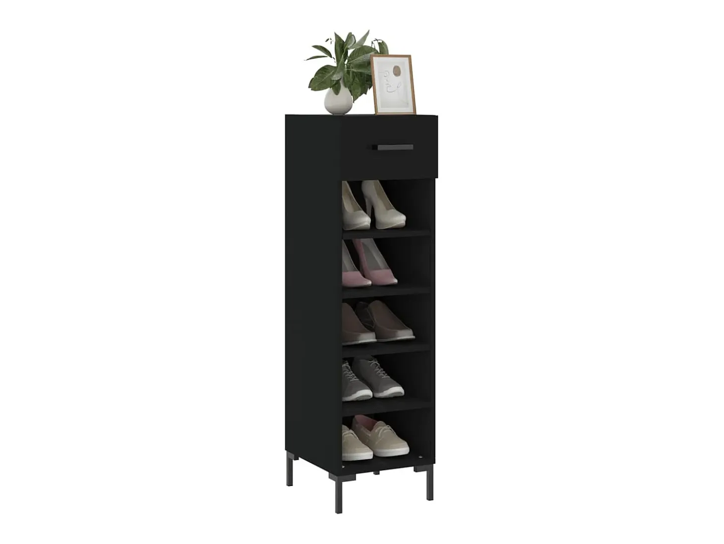Zapatero madera de ingeniería negro 30x35x105 cm ES512720