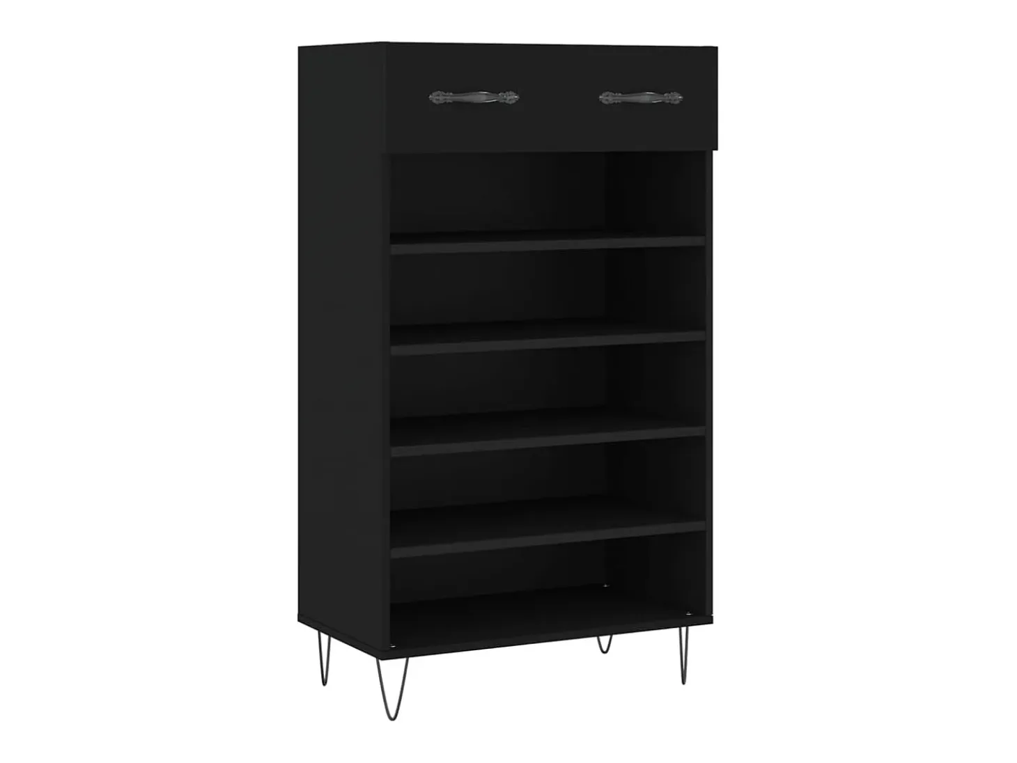 Zapatero madera de ingeniería negro 60x35x105 cm ES332938