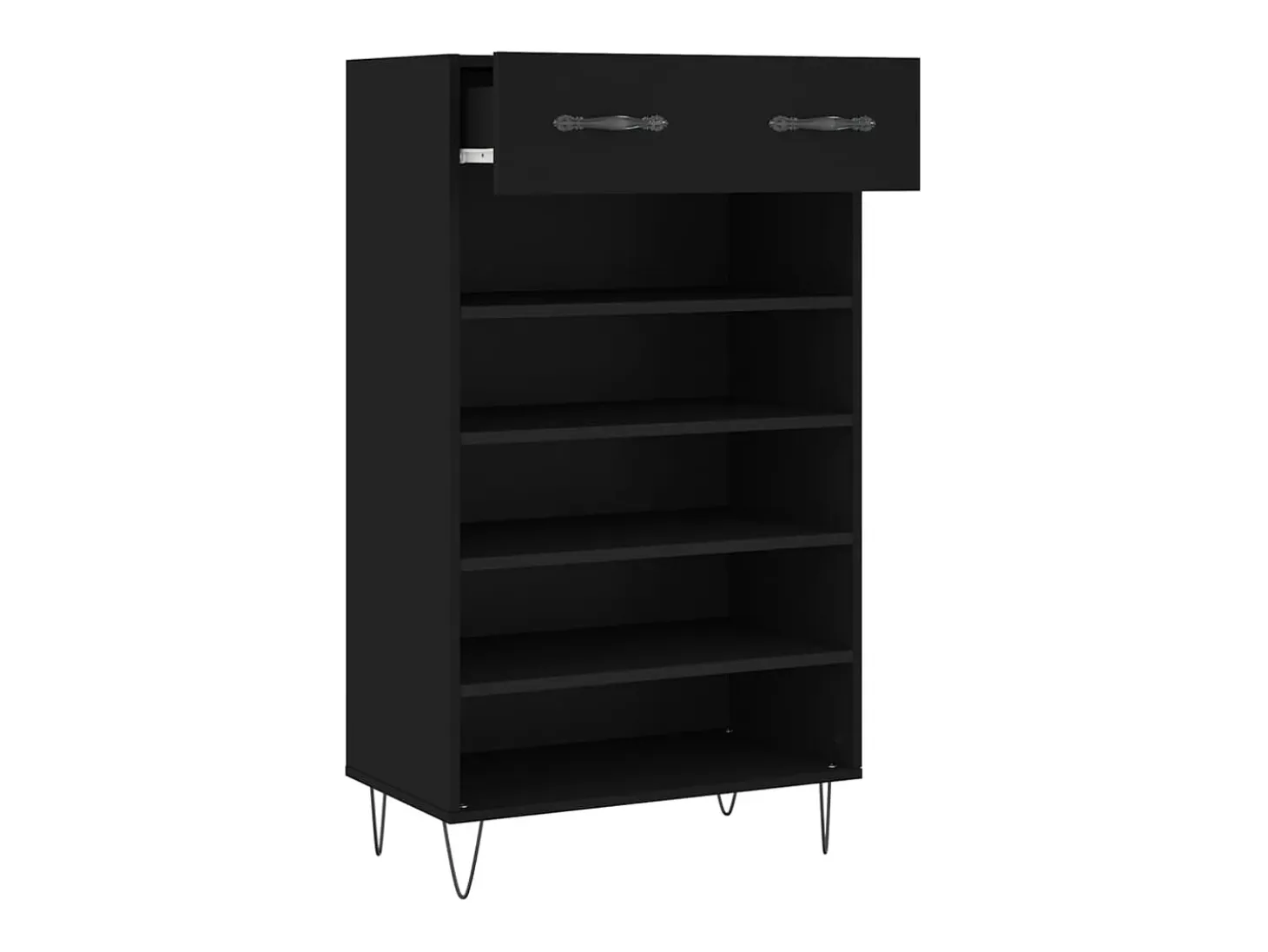 Zapatero madera de ingeniería negro 60x35x105 cm ES332938