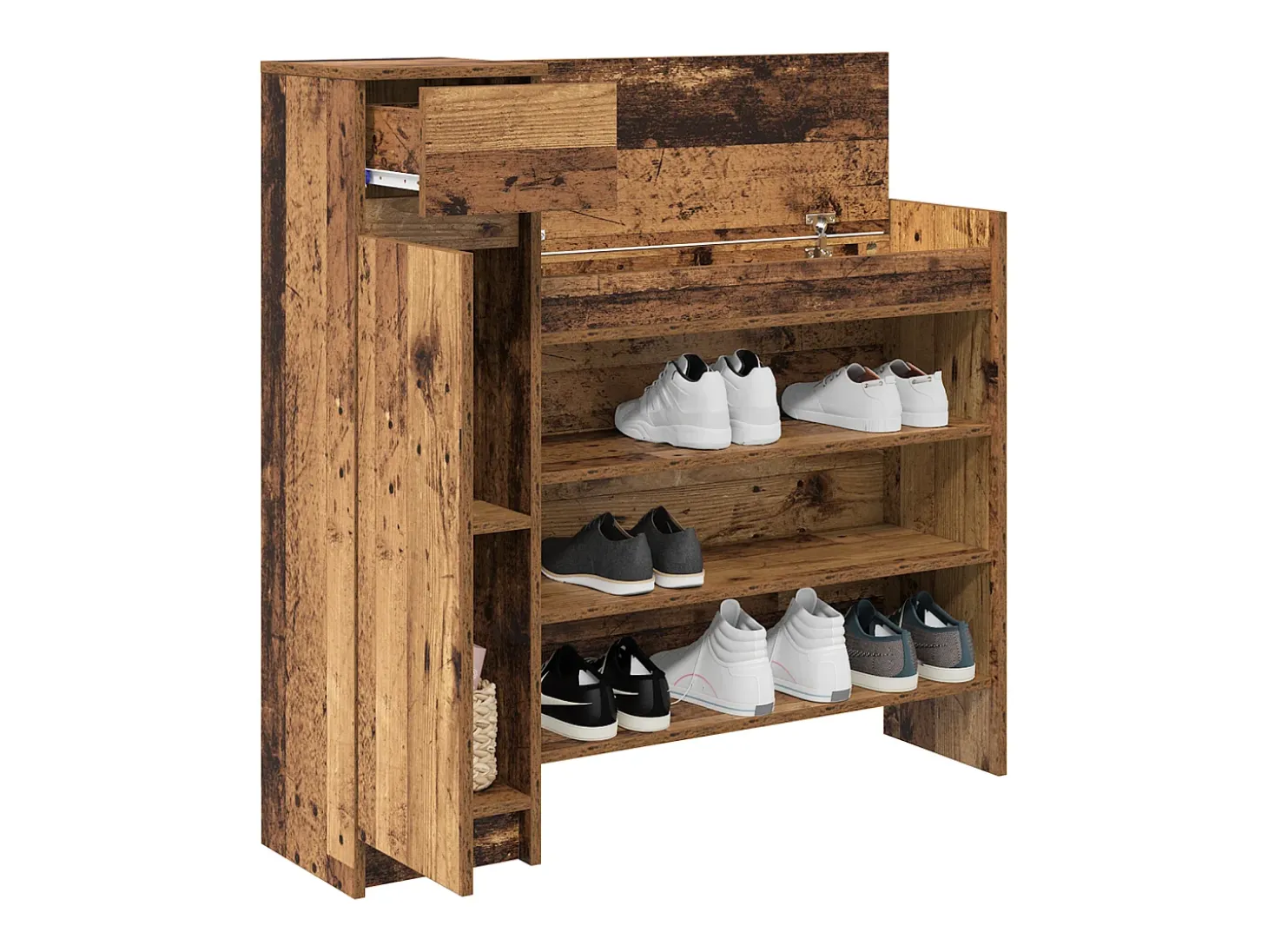Zapatero Madera vieja 100,5x28x100 cm Madera reconstituida