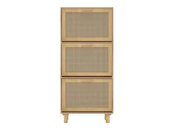 Zapatero marrón de 52 x 25 x 115 cm, madera de ingeniería y ratán