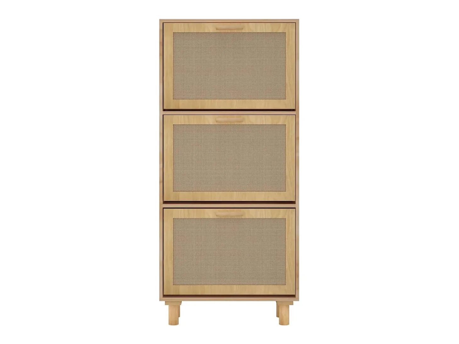 Zapatero marrón de 52 x 25 x 115 cm, madera de ingeniería y ratán