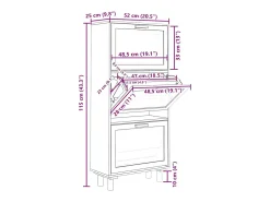 Zapatero marrón de 52 x 25 x 115 cm, madera de ingeniería y ratán