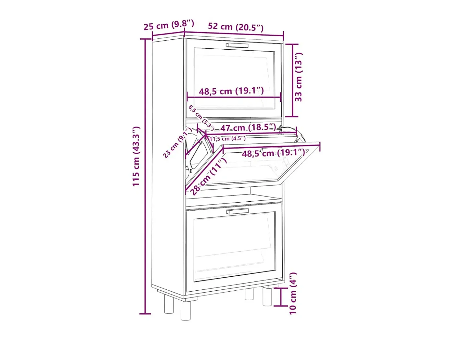 Zapatero marrón de 52 x 25 x 115 cm, madera de ingeniería y ratán