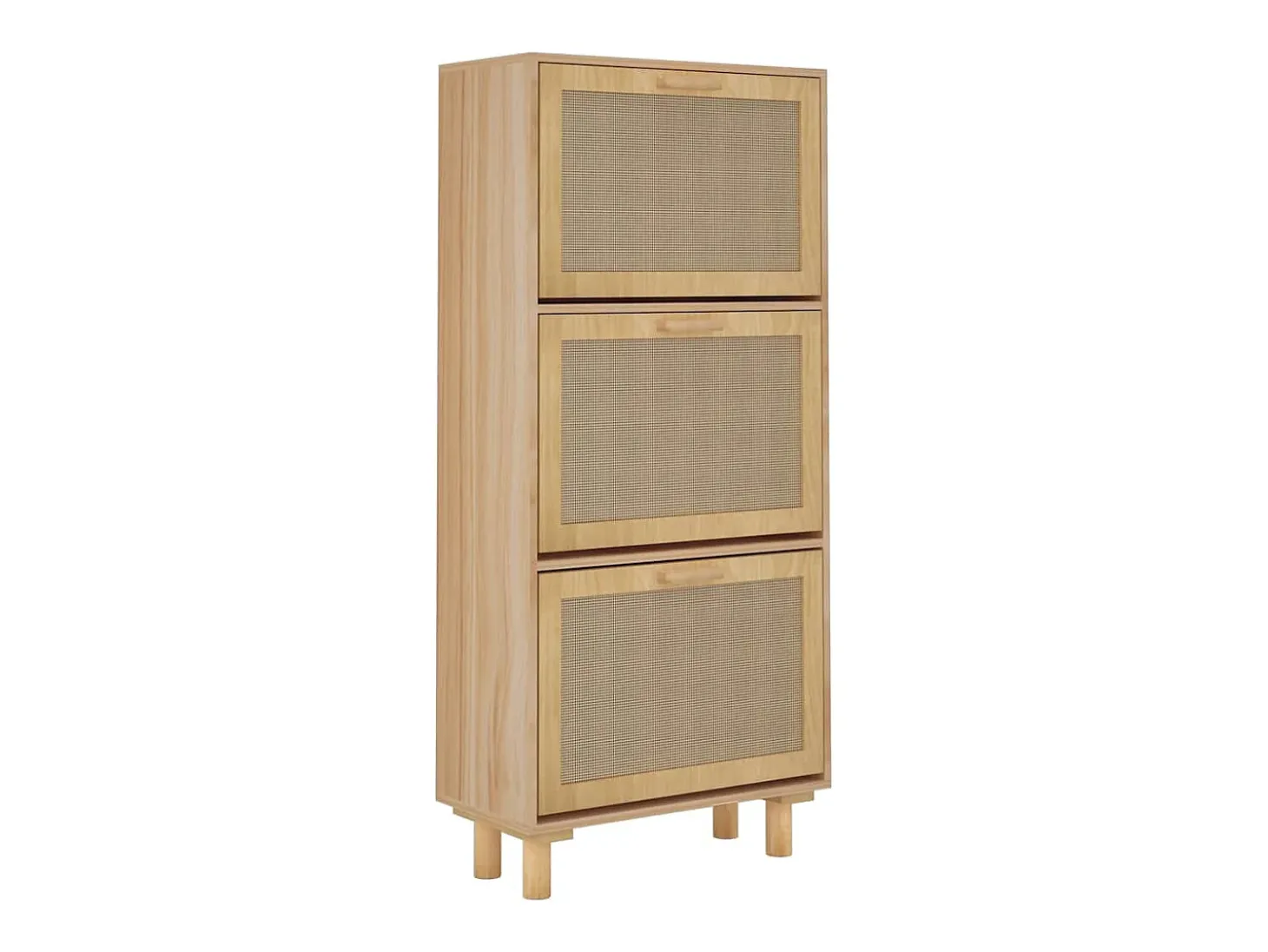 Zapatero marrón de 52 x 25 x 115 cm, madera de ingeniería y ratán