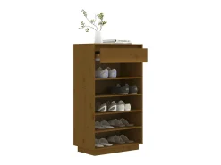 Zapatero Marrón Miel 60x34x105cm Madera Maciza de Pino