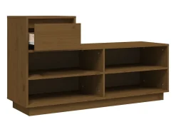 Zapatero marrón miel 110x34x61cm Madera maciza de pino