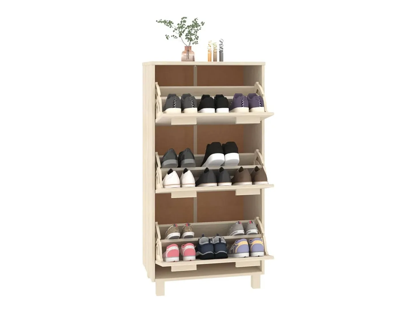 Zapatero Marrón Miel 59,5x35x117cm Pino Macizo