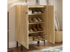 Zapatero moderno - 60 x 31,5 x 95 cm - con 2 puertas y estantes multinivel - tablero de partículas - natural
