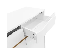 Zapatero moderno blanco con LED y 2 cajones, diseño e iluminación para pasillo