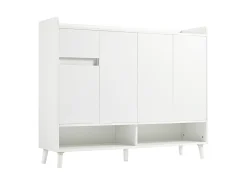 Zapatero moderno con 2 cajones, 4 puertas, estantes regulables, negro (120x24x107 cm)
