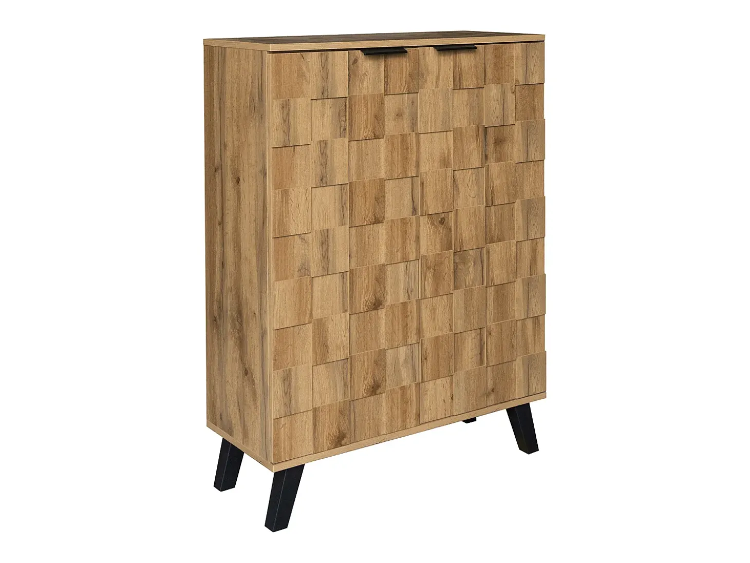 Zapatero moderno con 5 compartimentos, mueble de almacenaje con 2 puertas, color madera