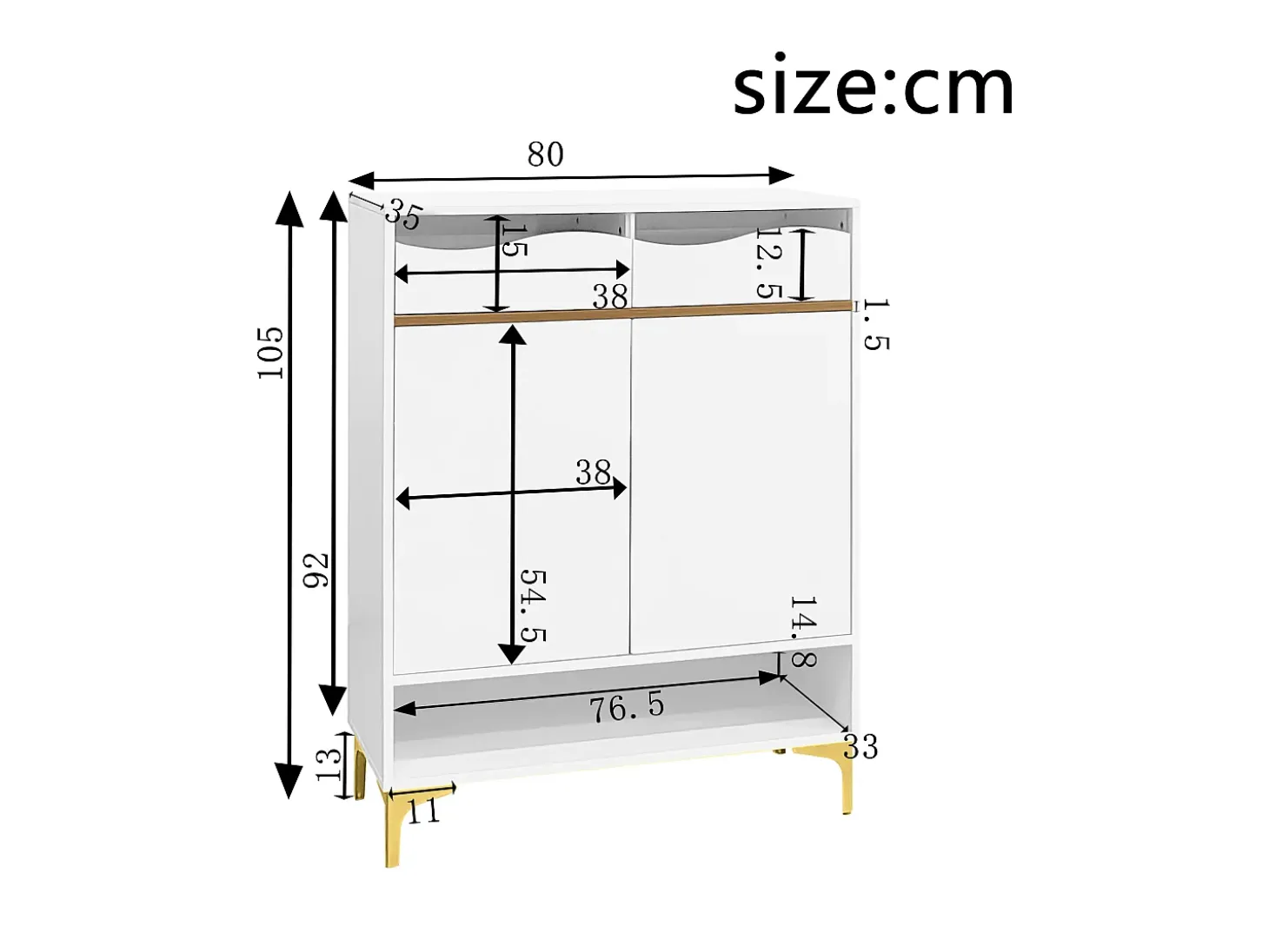 Zapatero moderno con LED de 16 colores, almacenaje y 2 cajones, madera MDF, blanco (80x35x105 cm)