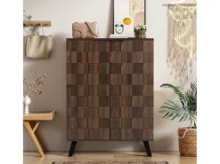 Zapatero moderno de 5 compartimentos en madera oscura - 80 x 35,5 x 110 cm - aglomerado - natural oscuro