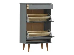 Zapatero MOLDE madera maciza de pino gris 59,5x35x103 cm ES575019