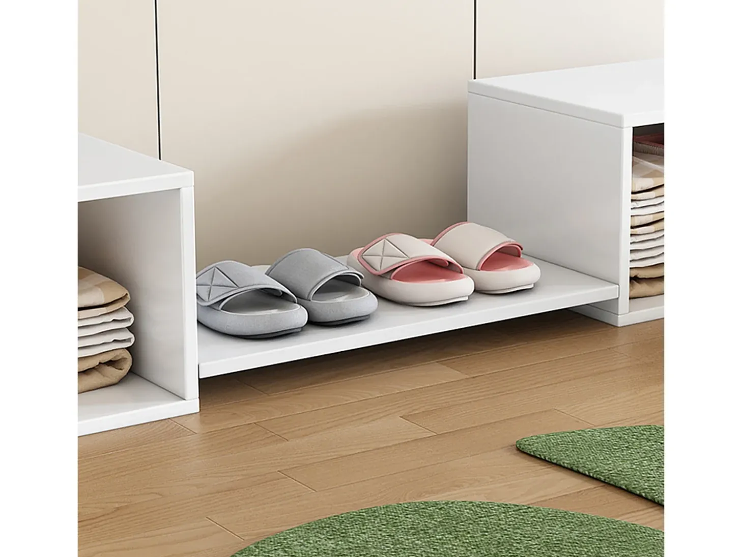 Zapatero, Mueble de Entrada, Uso Multiusos, Banco para Cambiar Zapatos, Se Puede Utilizar con Literas, Blanco, 189*40*34,5cm