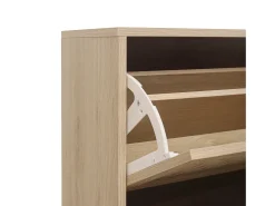 Zapatero natural con 3 puerta basculante y tiradores negros - Ideal para entradas y pasillos