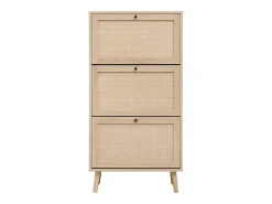 Zapatero natural con 3 puerta basculante y tiradores negros - Ideal para entradas y pasillos