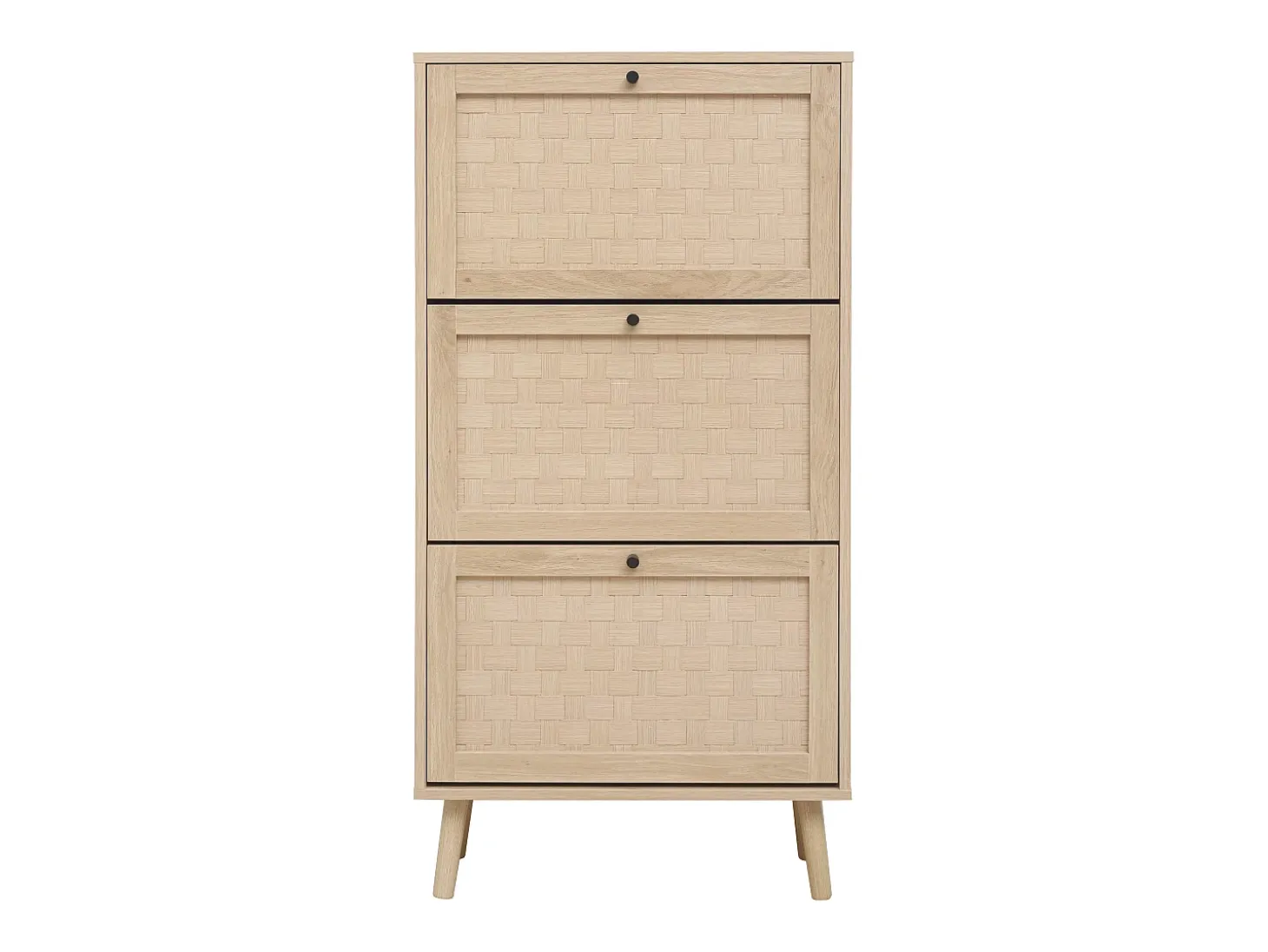 Zapatero natural con 3 puerta basculante y tiradores negros - Ideal para entradas y pasillos