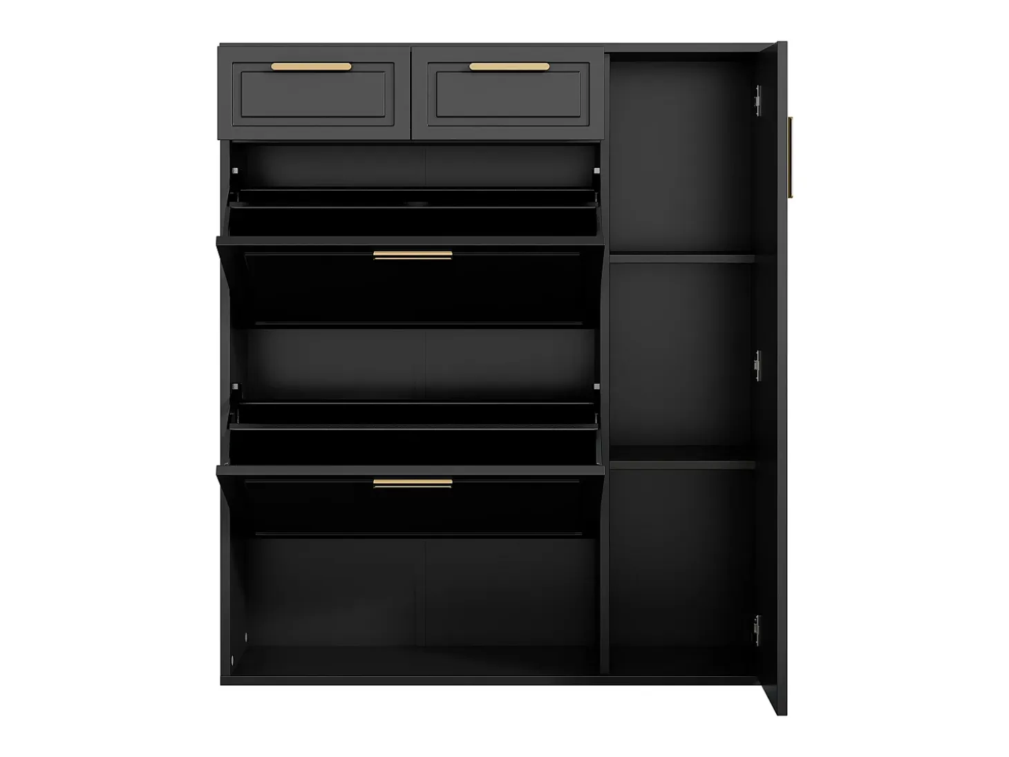 Zapatero negro - Zapatero con 2 cajones y 1 puerta - 2 zapateros plegables - para salón y dormitorio