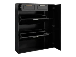 Zapatero negro - Zapatero con 2 cajones y 1 puerta - 2 zapateros plegables - para salón y dormitorio