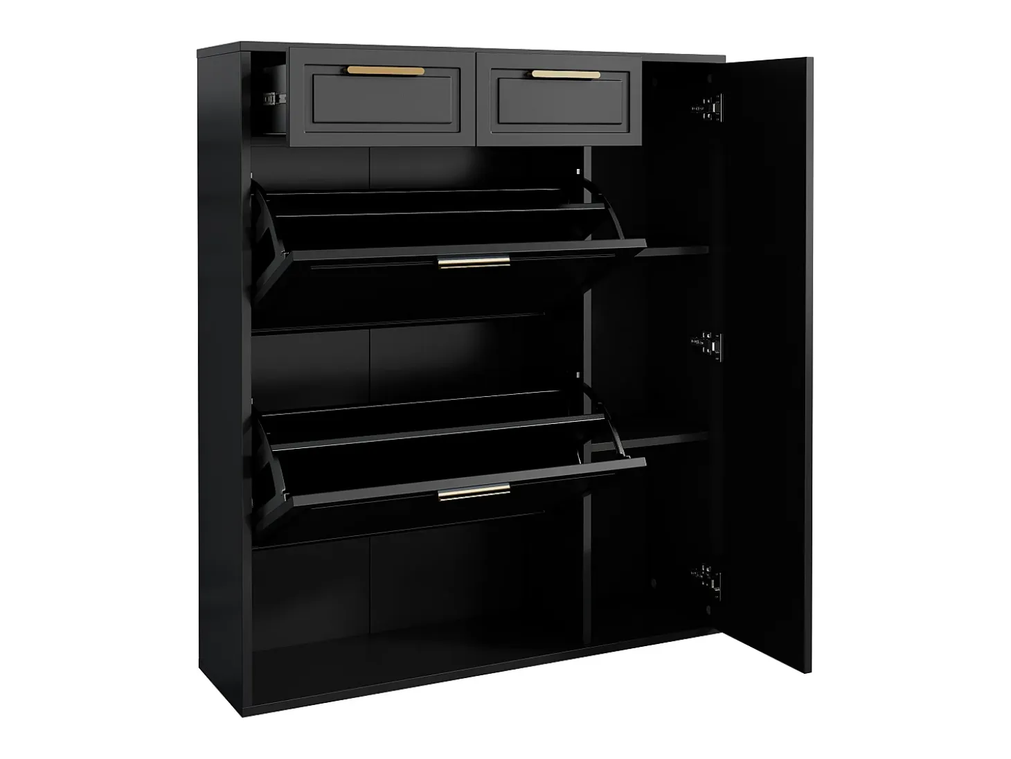 Zapatero negro - Zapatero con 2 cajones y 1 puerta - 2 zapateros plegables - para salón y dormitorio