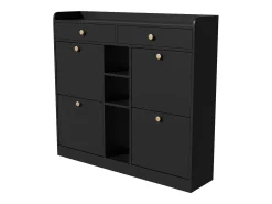 Zapatero negro con 4 puertas basculante y 2 cajones – para entrada y pasillo