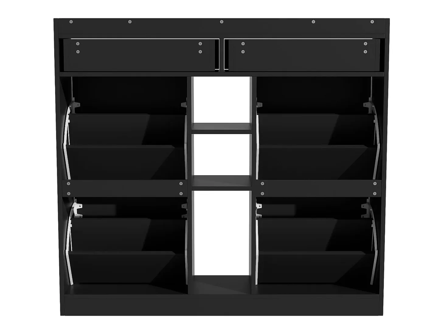 Zapatero negro con 4 puertas basculante y 2 cajones – para entrada y pasillo