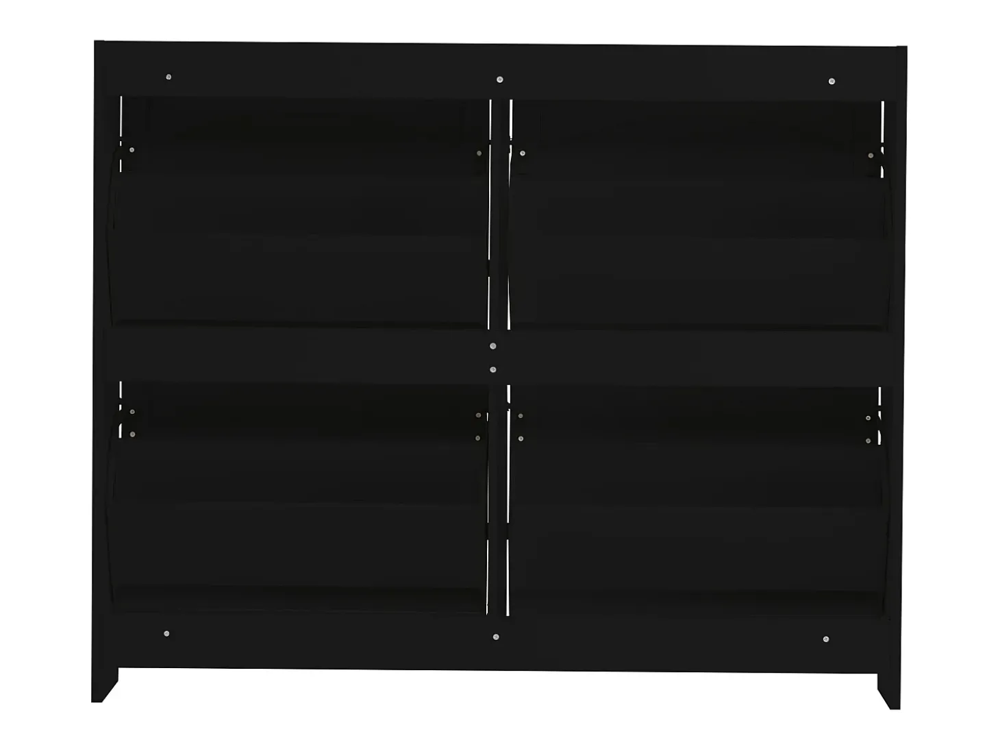 Zapatero negro con 4 puertas y estantes abiertos - para recibidores y pasillos