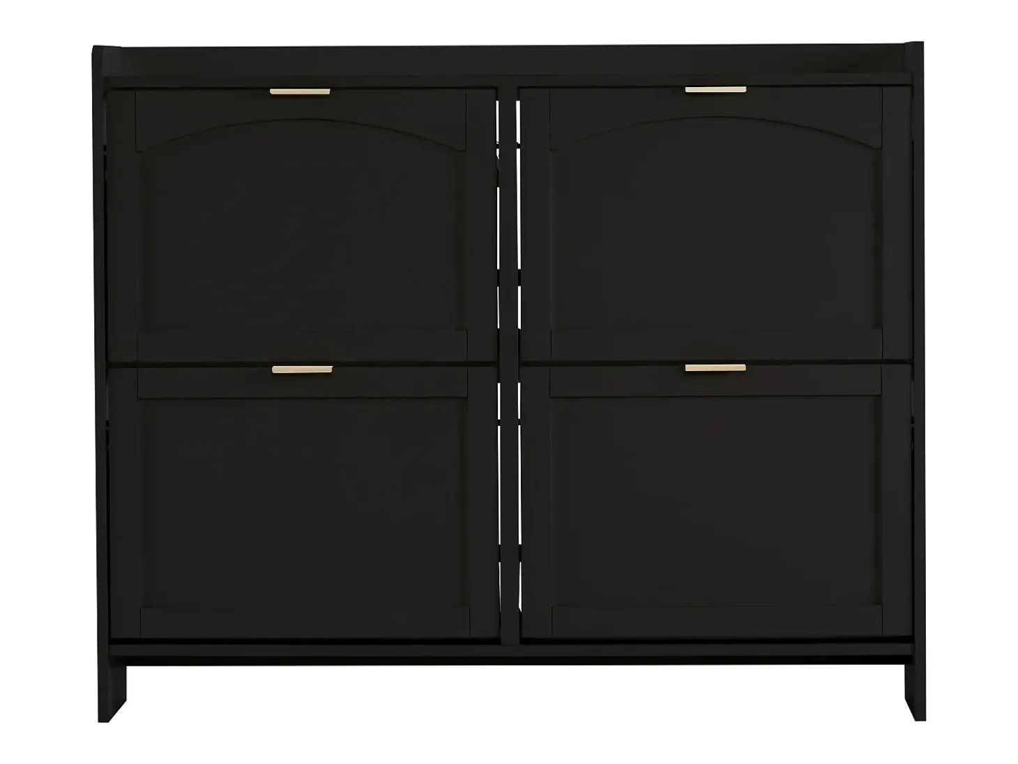 Zapatero negro con 4 puertas y estantes abiertos - para recibidores y pasillos