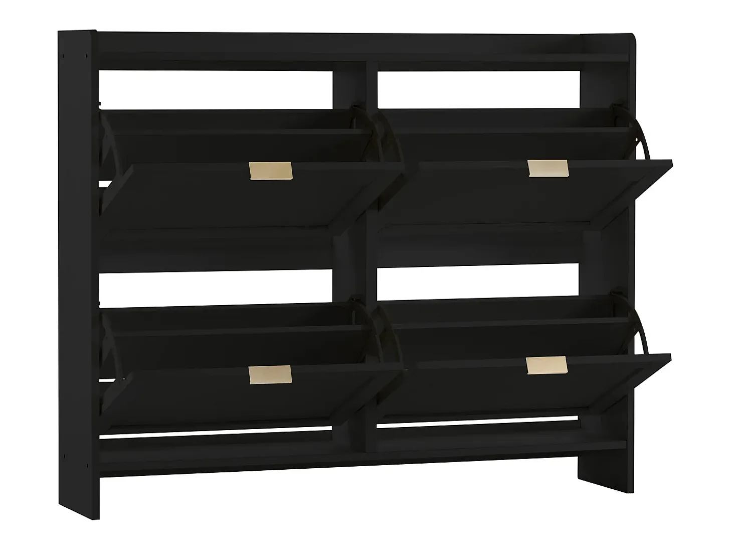 Zapatero negro con 4 puertas y estantes abiertos - para recibidores y pasillos