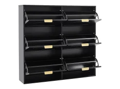 Zapatero negro con 6 puertas abatibles, 118x25x115 cm