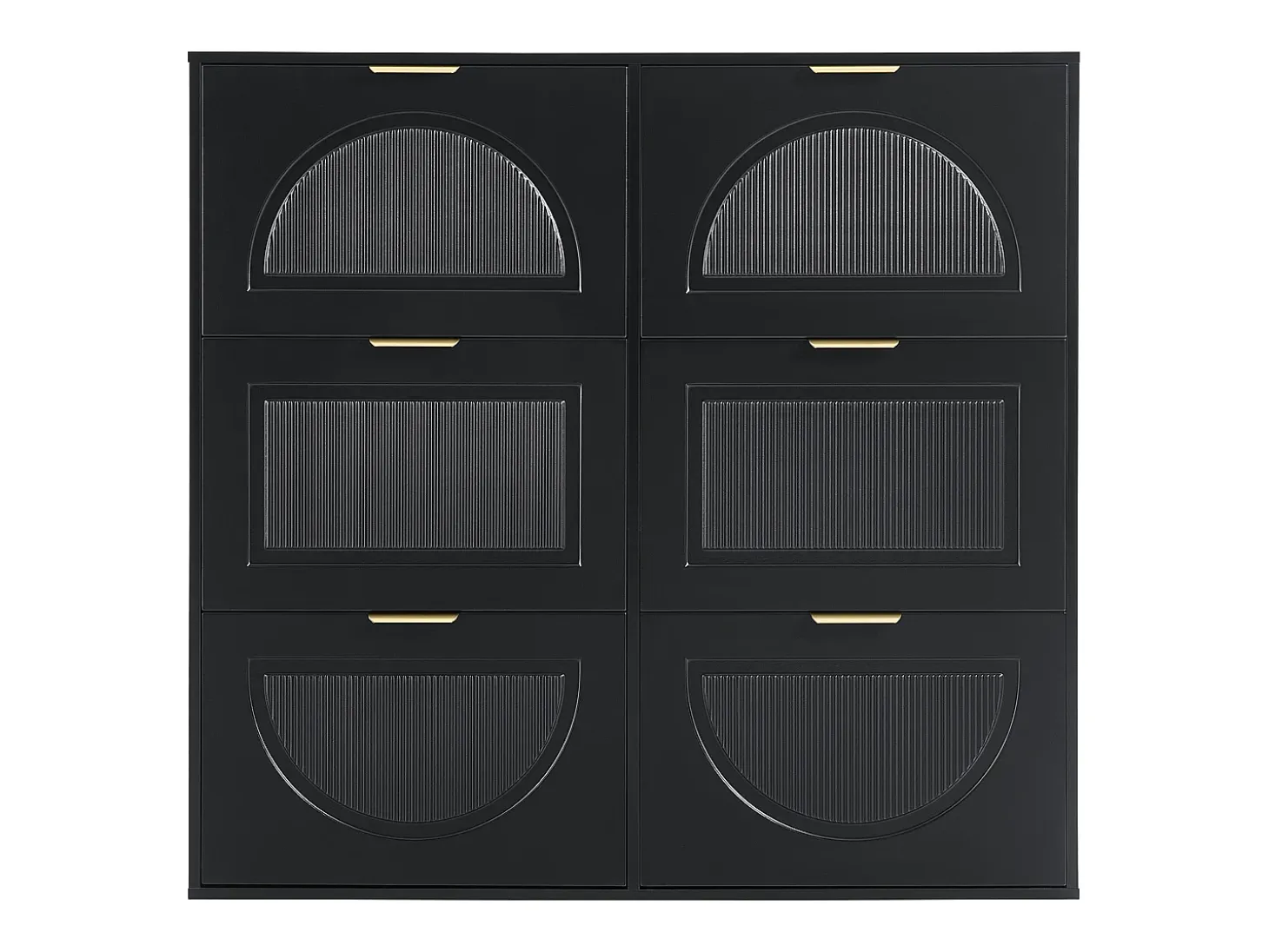 Zapatero negro con 6 puertas abatibles, 118x25x115 cm