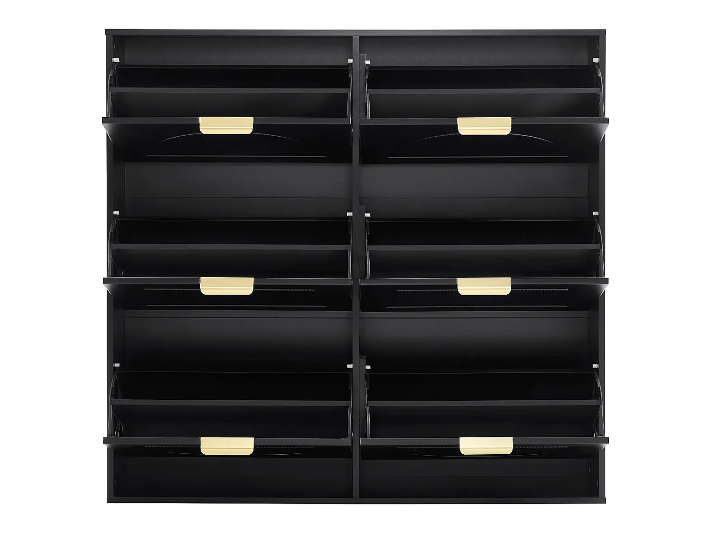 Zapatero negro con 6 puertas abatibles, 118x25x115 cm