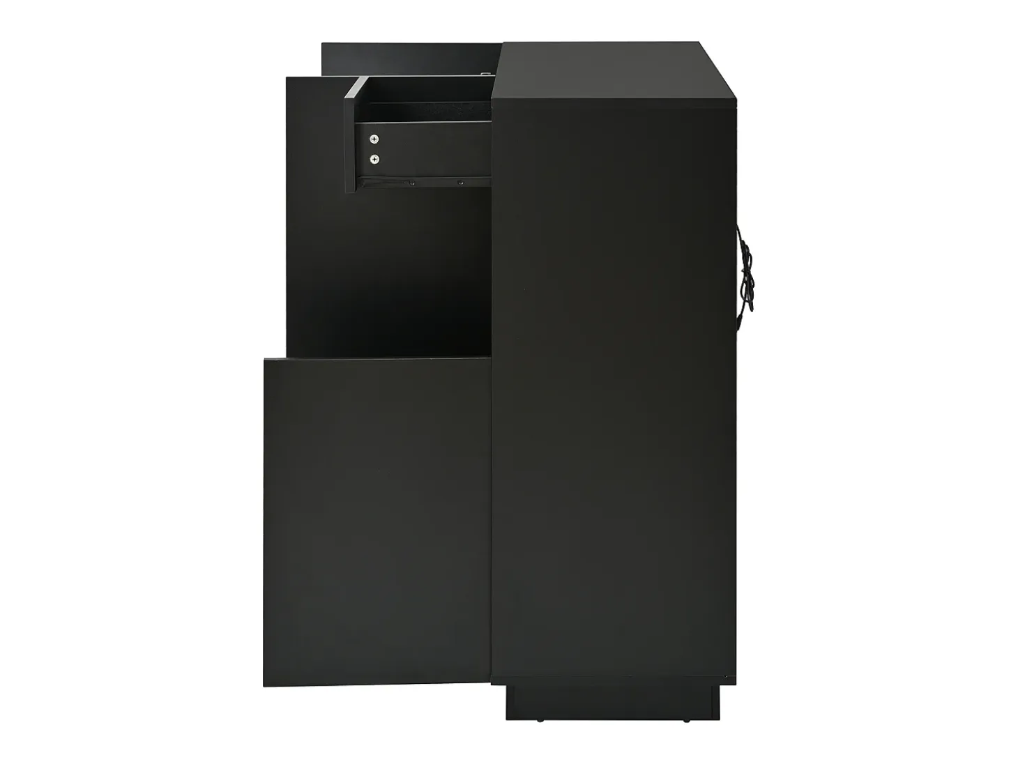 Zapatero negro con iluminación LED - Zapatero de 3 puertas y 1 cajón - estantes regulables