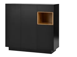 Zapatero negro con iluminación LED - Zapatero de 3 puertas y 1 cajón - estantes regulables
