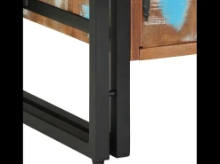 Zapatero negro 30x30x40 cm en madera maciza recuperada y acero
