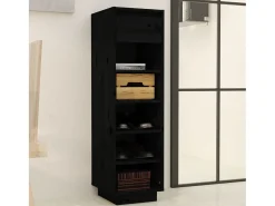 Zapatero negro 30x34x105 cm madera maciza de pino