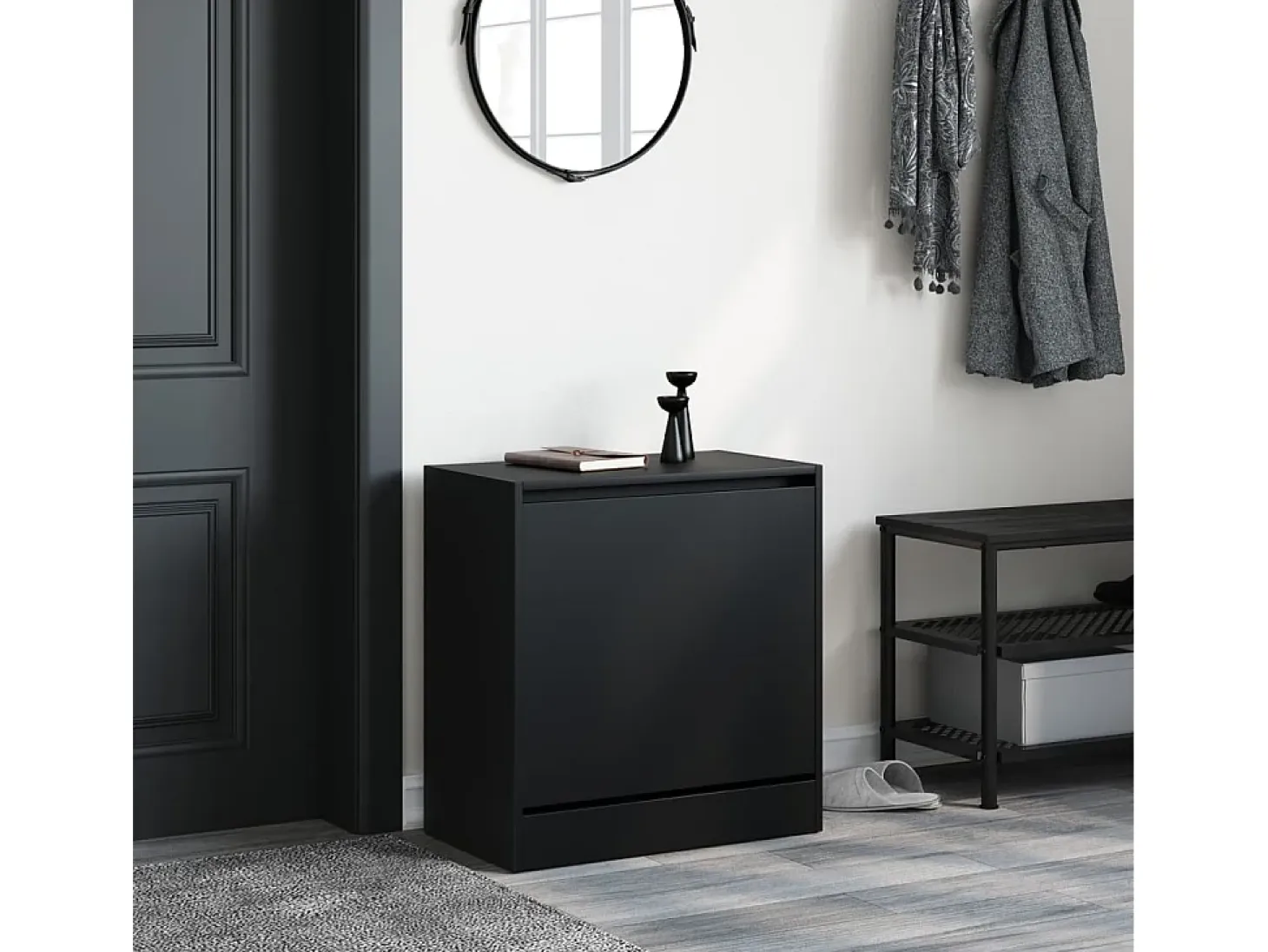 Zapatero negro 60x34x63,5 cm madera contrachapada