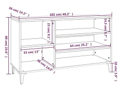 Zapatero negro 102x36x60 cm Madera contrachapada