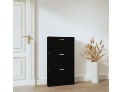 Zapatero negro 59x17x108 cm Madera contrachapada