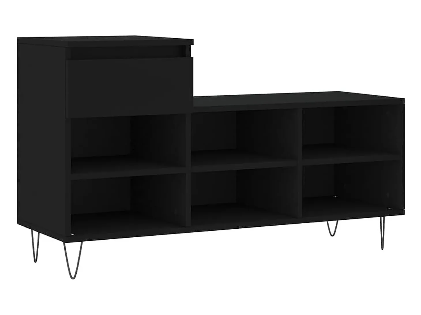 Zapatero negro 102x36x60 cm Madera contrachapada