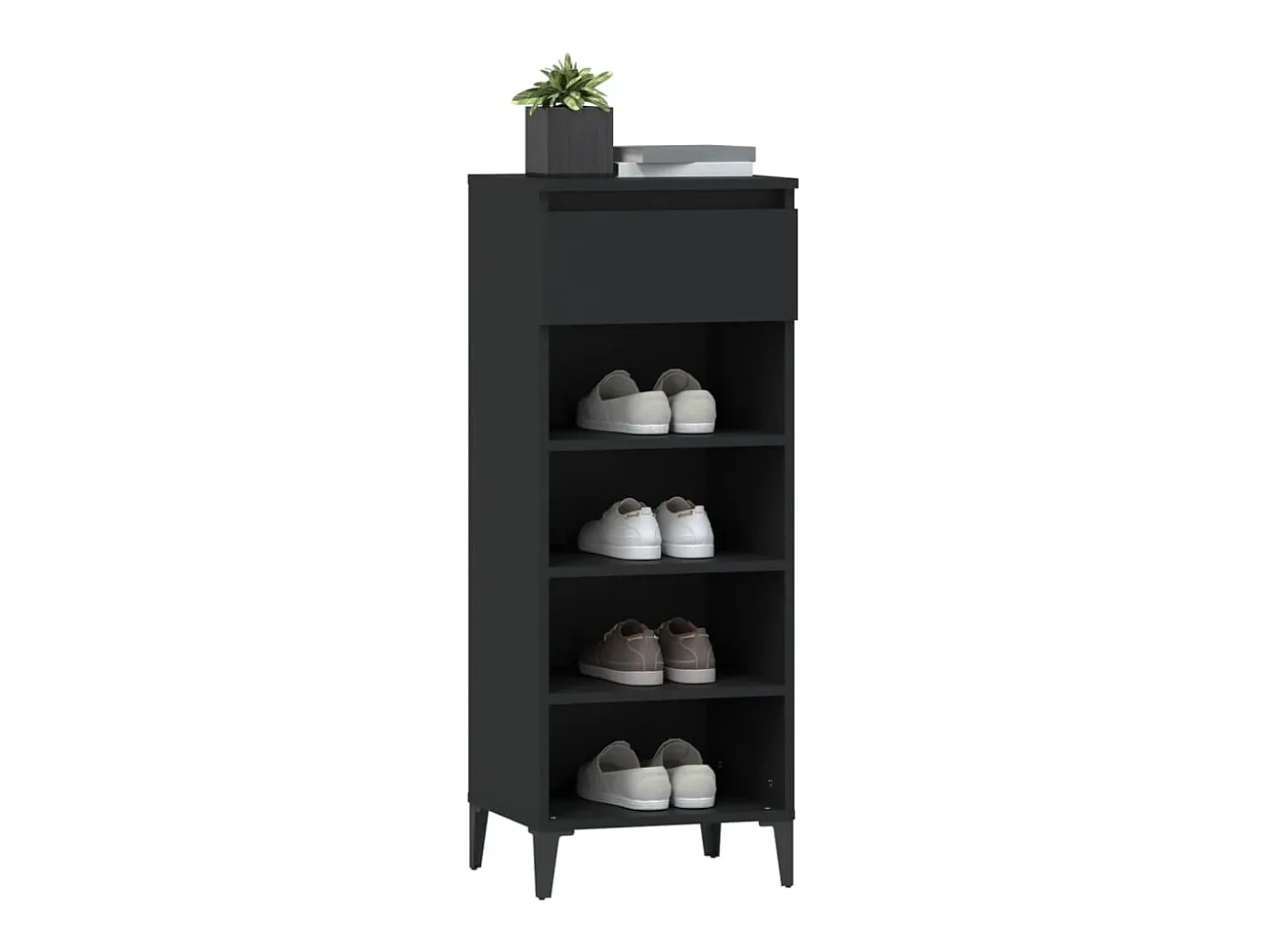Zapatero negro 40x36x105 cm Madera de ingeniería