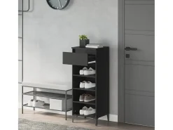 Zapatero negro 40x36x105 cm Madera de ingeniería