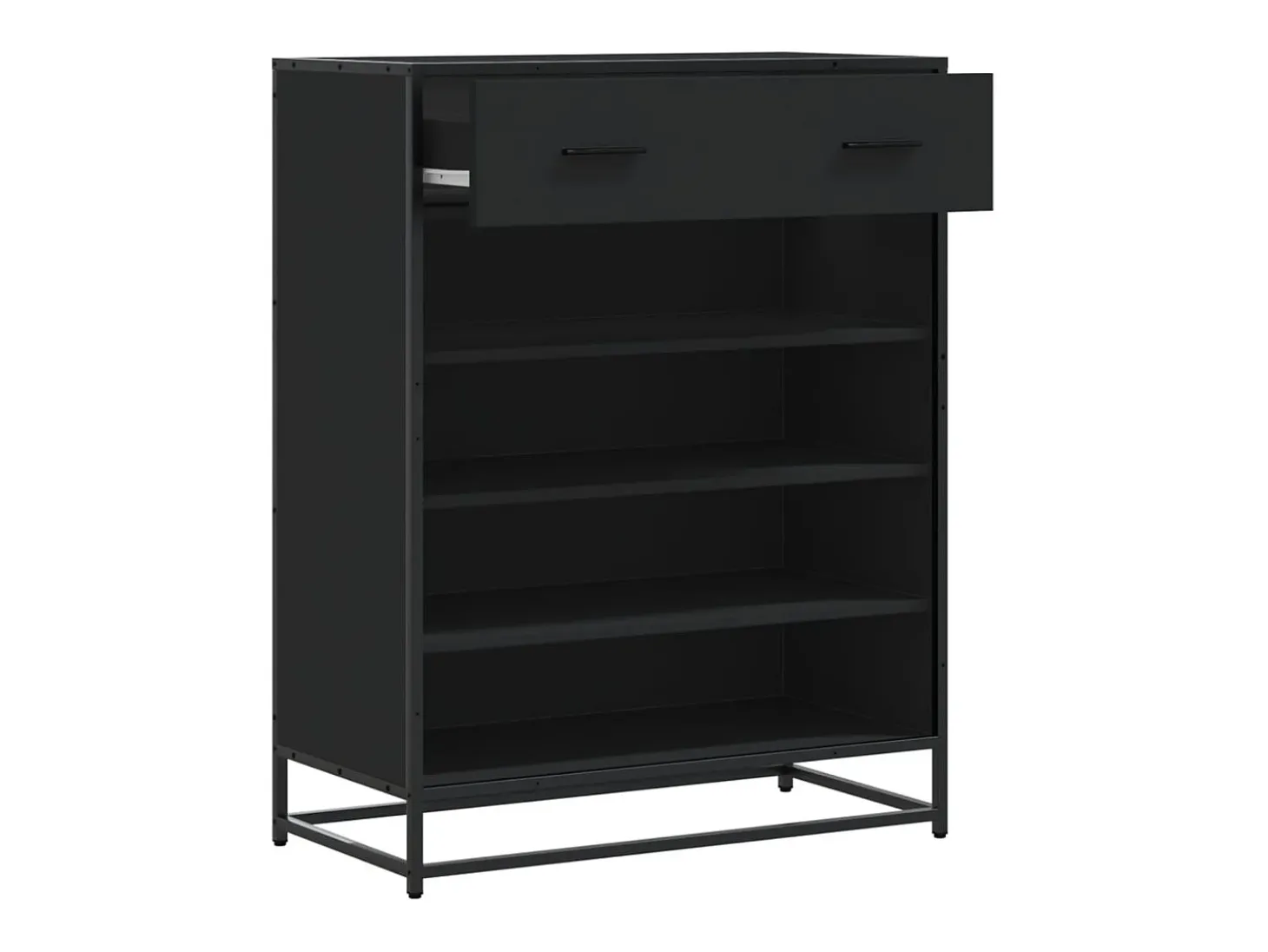 Zapatero negro 75x38x97,5 cm madera contrachapada metal