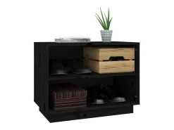 Zapatero negro 60x34x45 cm Madera maciza de pino