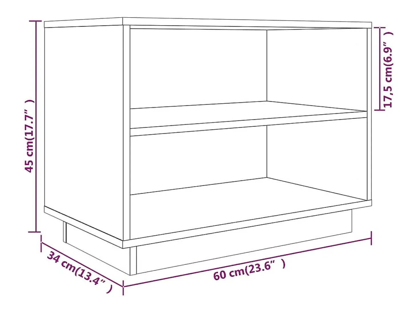 Zapatero negro 60x34x45 cm Madera maciza de pino