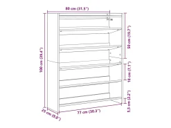 Zapatero negro 80x25x100 cm madera contrachapada